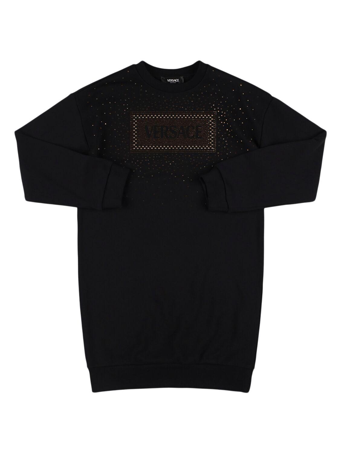 VERSACE Embellished Cotton Sweat Dress