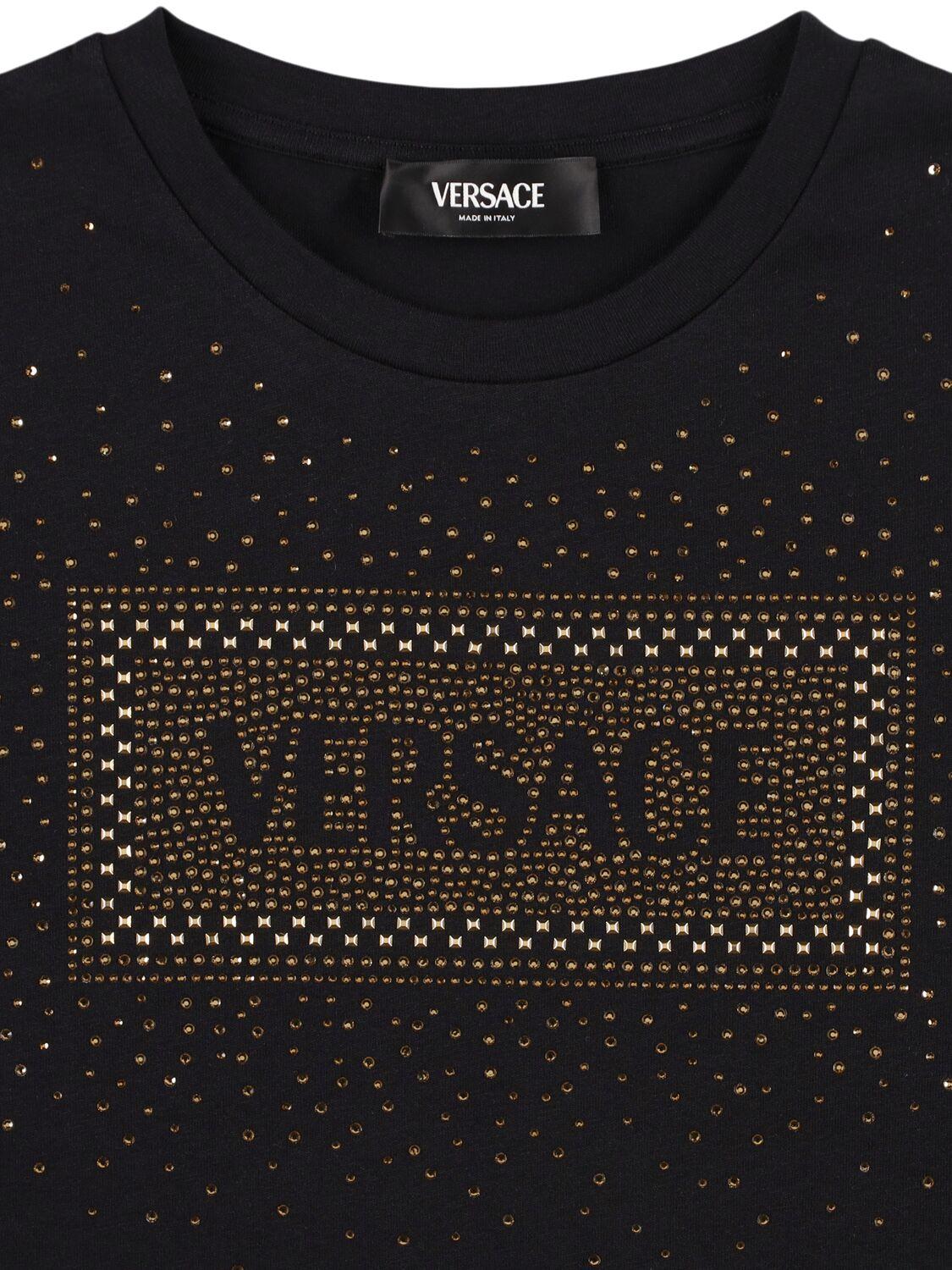 VERSACE Embellished Cotton Jersey T-shirt