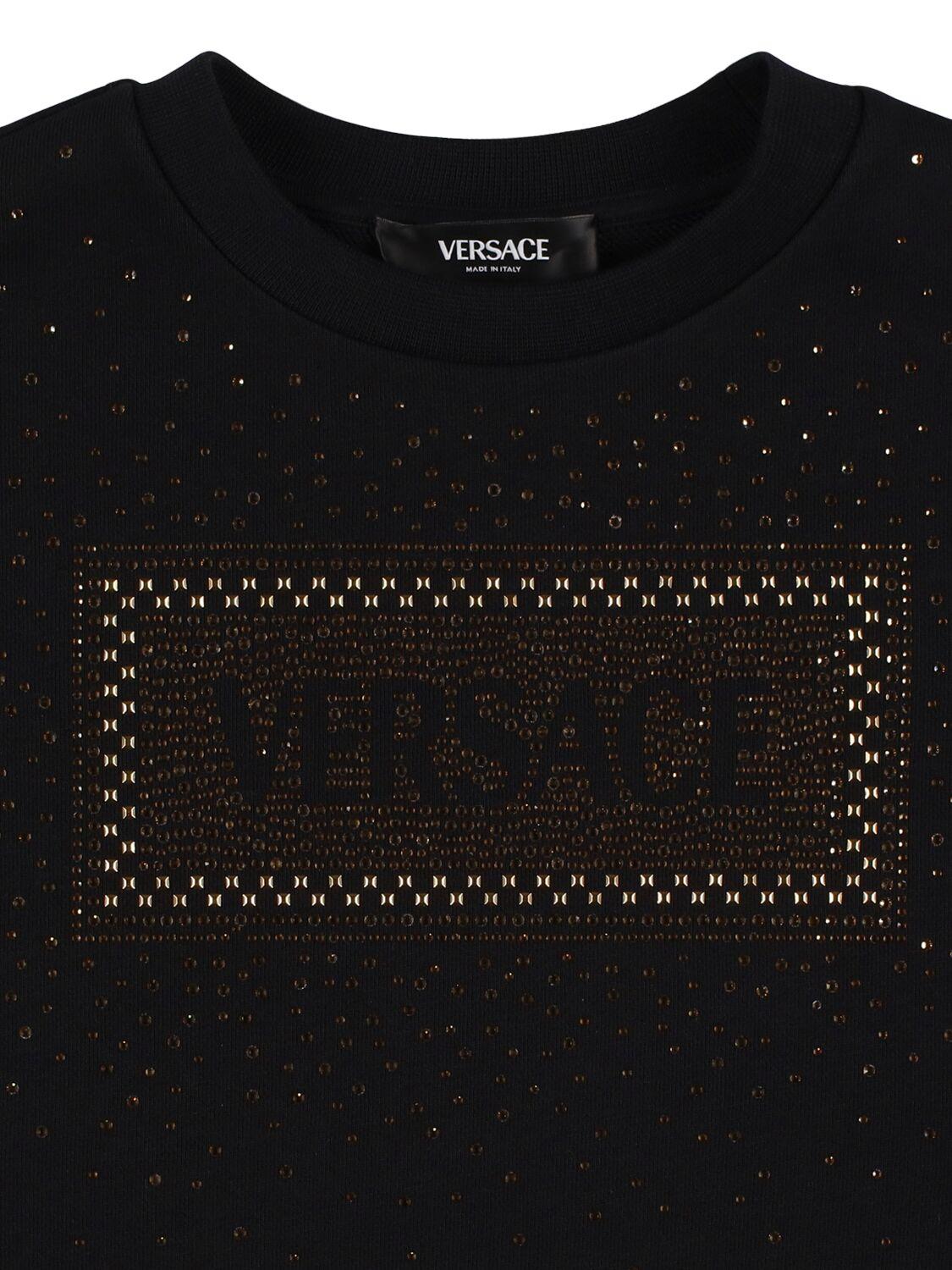 VERSACE Embellished Cotton Sweat Dress