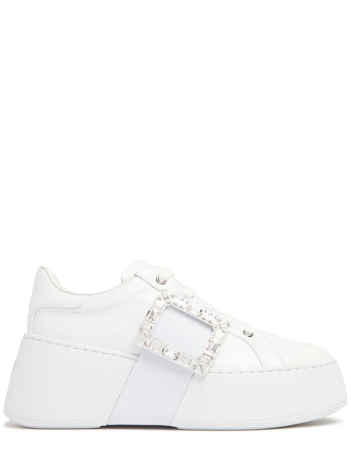 ROGER VIVIER Viv Skate Crystal Buckle High Sneakers