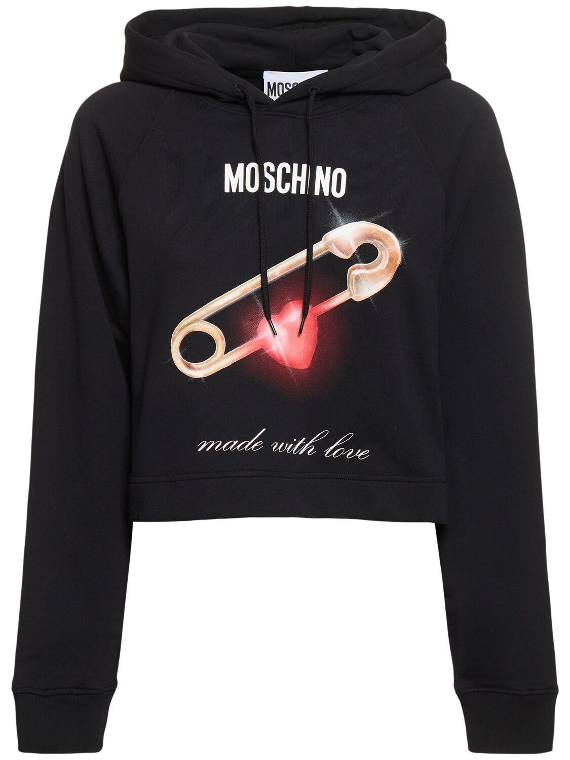 MOSCHINO Printed Cotton Jersey Hooded Sweatshirt