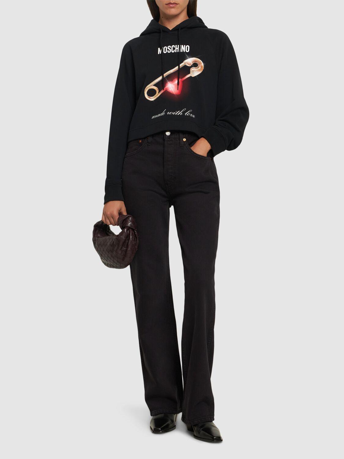 MOSCHINO Printed Cotton Jersey Hooded Sweatshirt