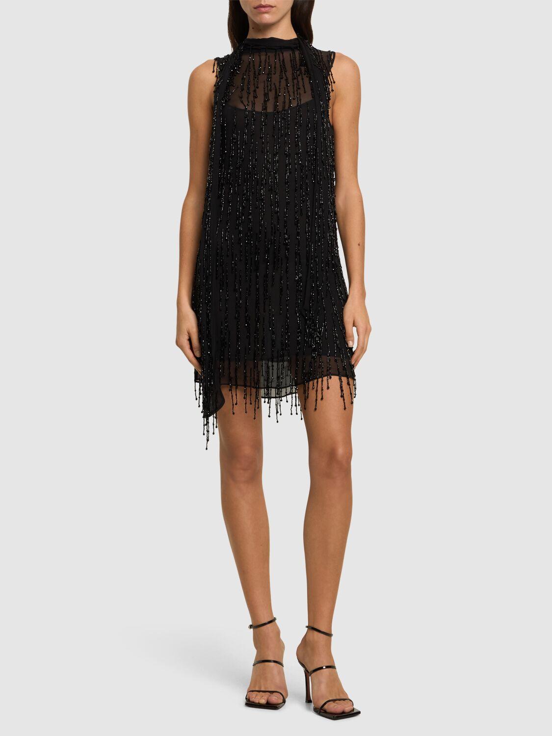 BLUMARINE Beaded Georgette Midi Dress