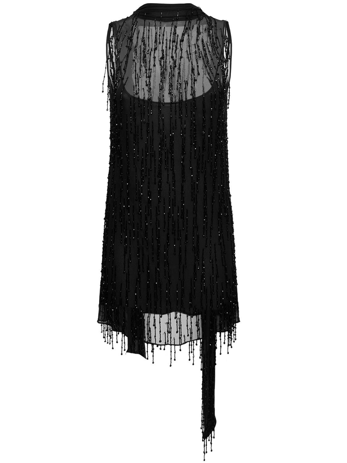 BLUMARINE Beaded Georgette Midi Dress