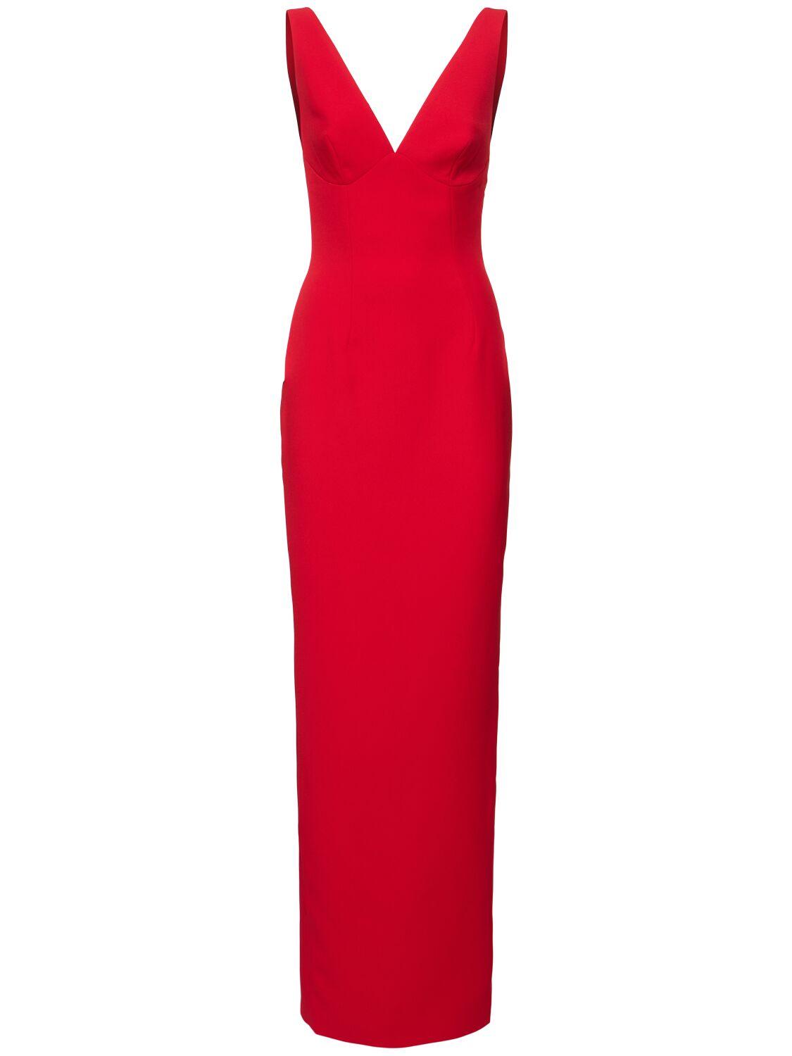 MÔNOT Plunging V Neck Satin Long Dress