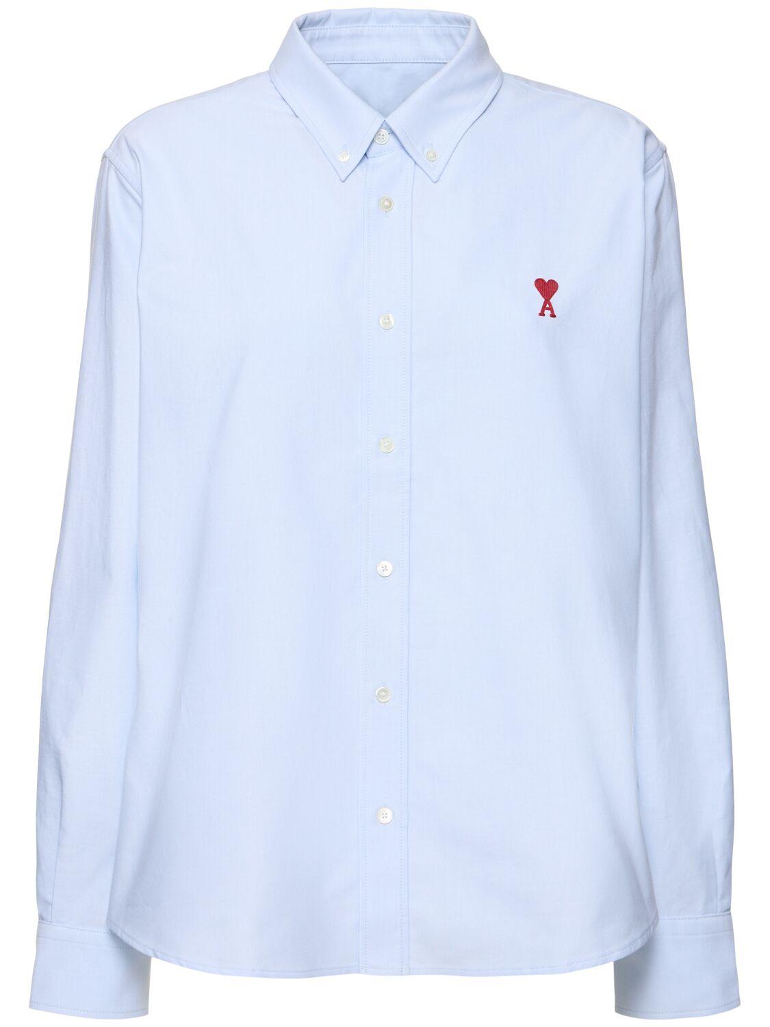 AMI PARIS Cotton Poplin Logo Shirt
