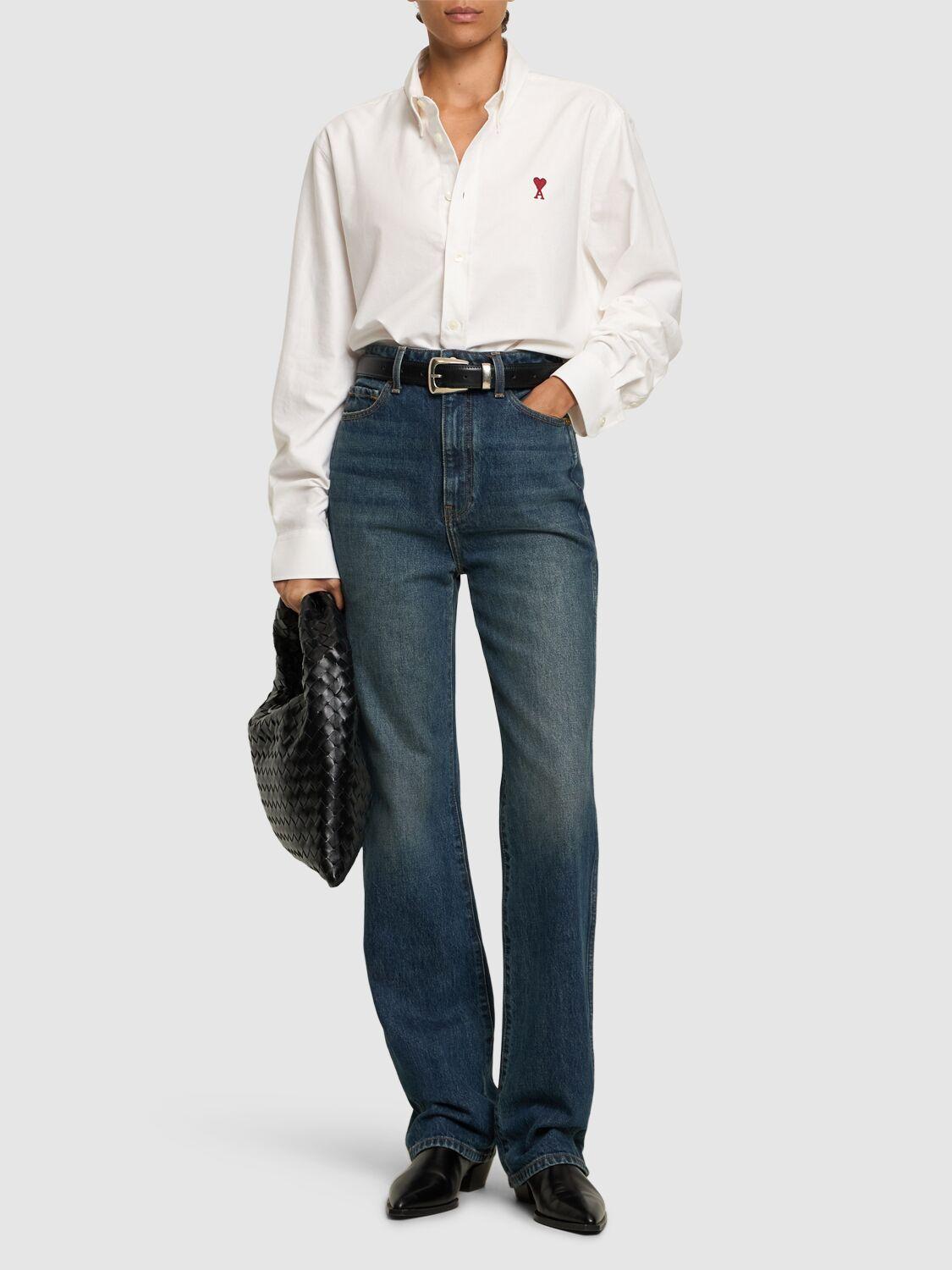 AMI PARIS Cotton Poplin Logo Shirt