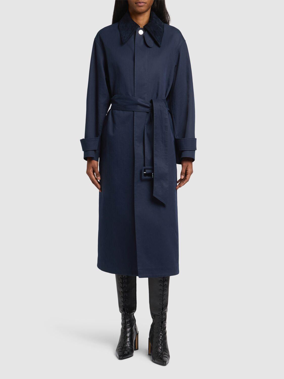 AMI PARIS Belted Mac Cotton Canvas Trench Coat