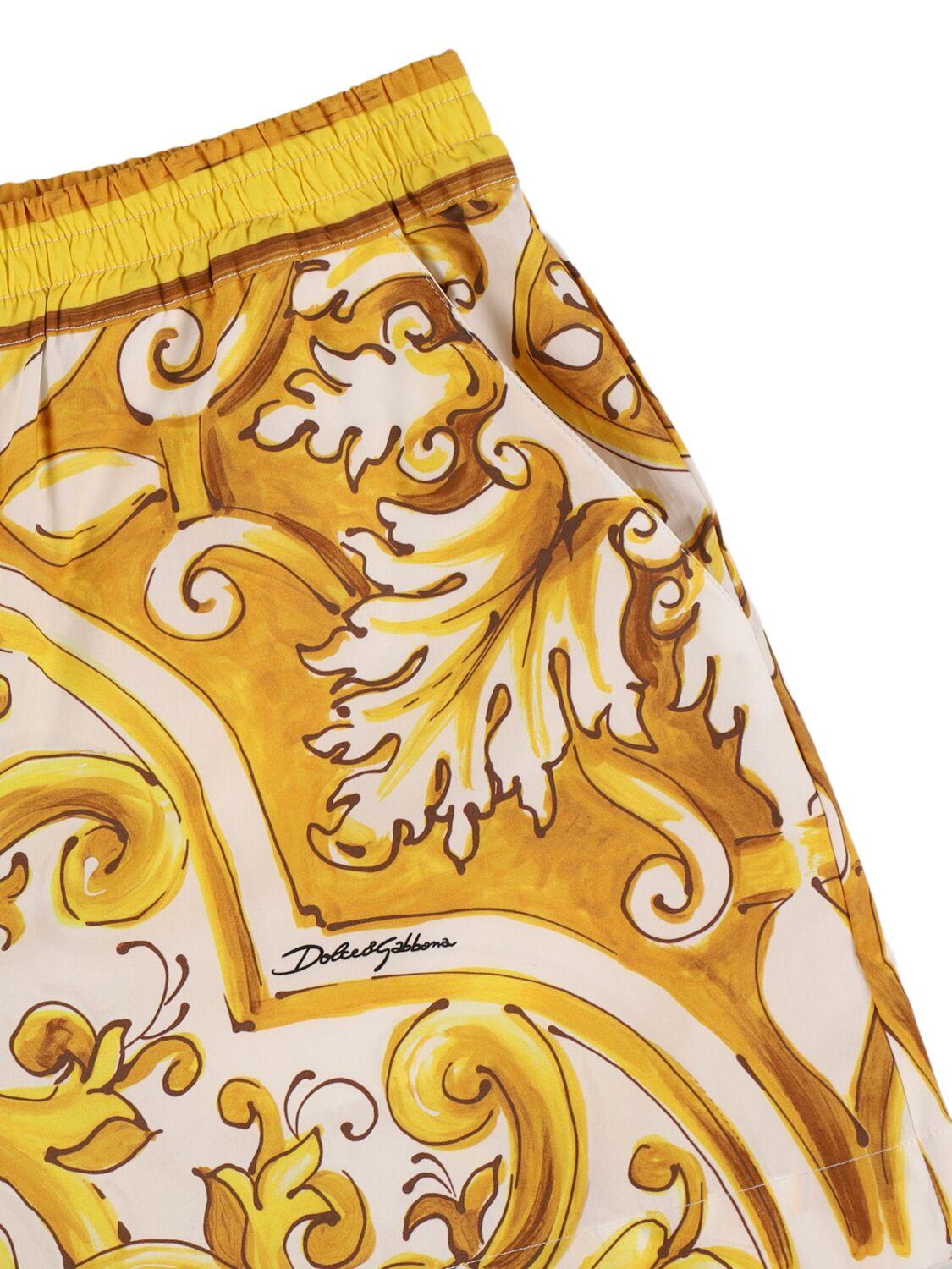DOLCE & GABBANA Maiolica Print Cotton Shorts
