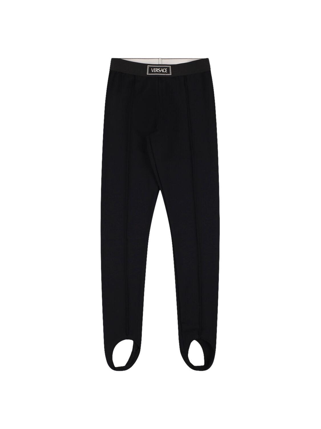 VERSACE Viscose Leggings with Logo Detail