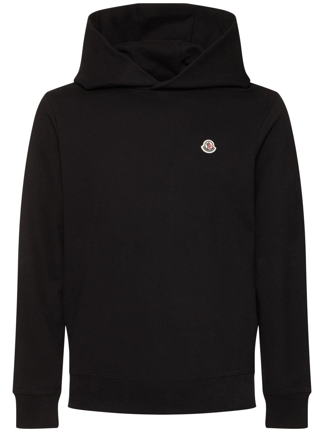 MONCLER Logo Patch Cotton Hoodie