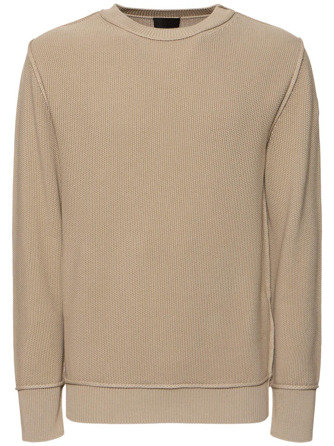 MONCLER Textured Cotton Crewneck Sweater