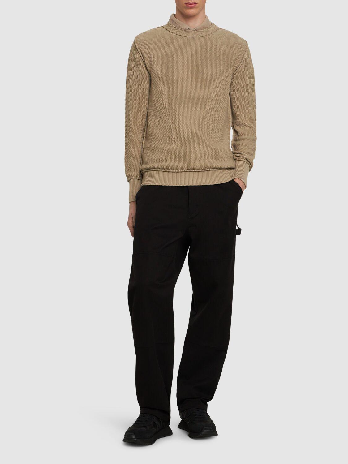 MONCLER Textured Cotton Crewneck Sweater