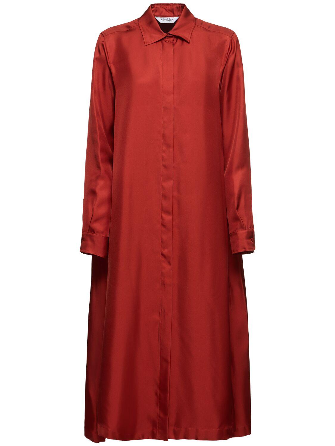 MAX MARA Crusca Silk Twill Midi Shirt Dress
