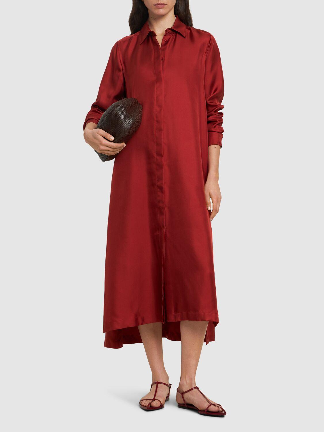 MAX MARA Crusca Silk Twill Midi Shirt Dress