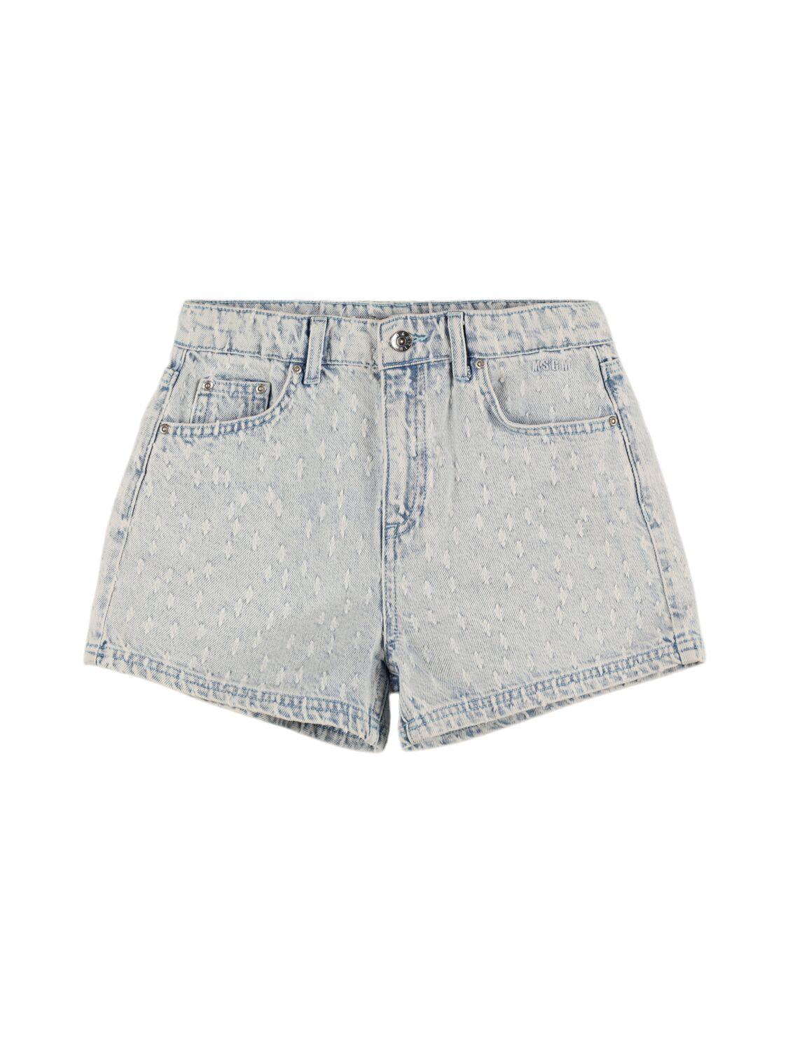 MSGM Cotton Denim Shorts