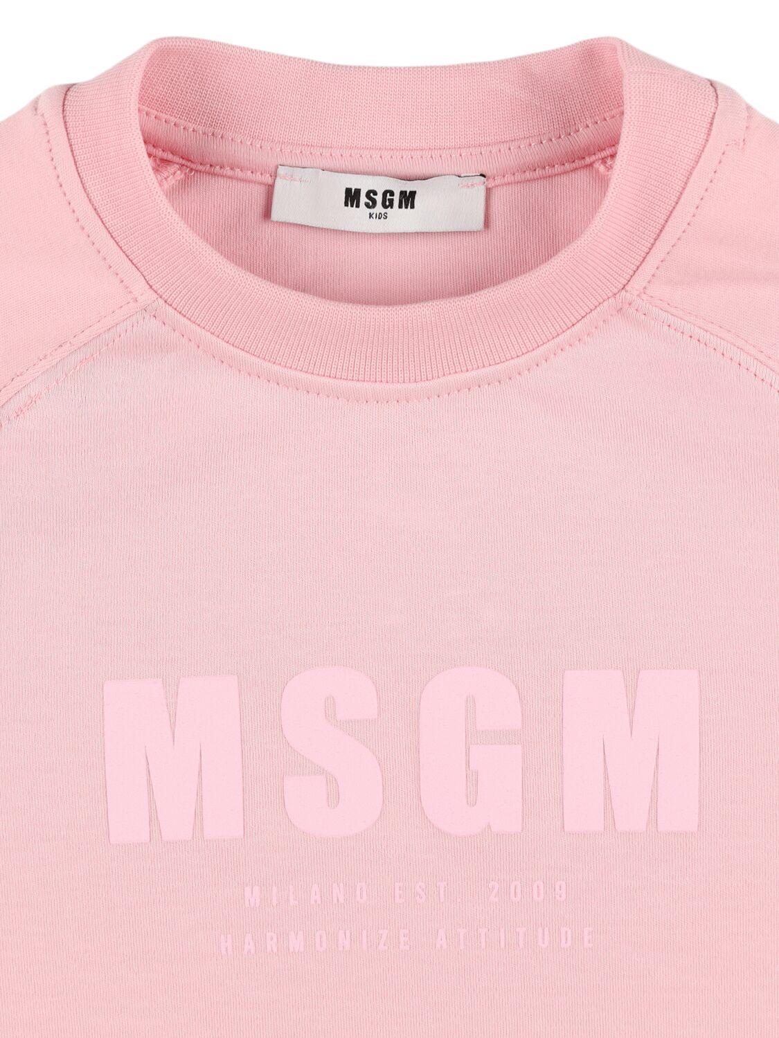 MSGM Rubberized Cotton Crewneck Sweatshirt