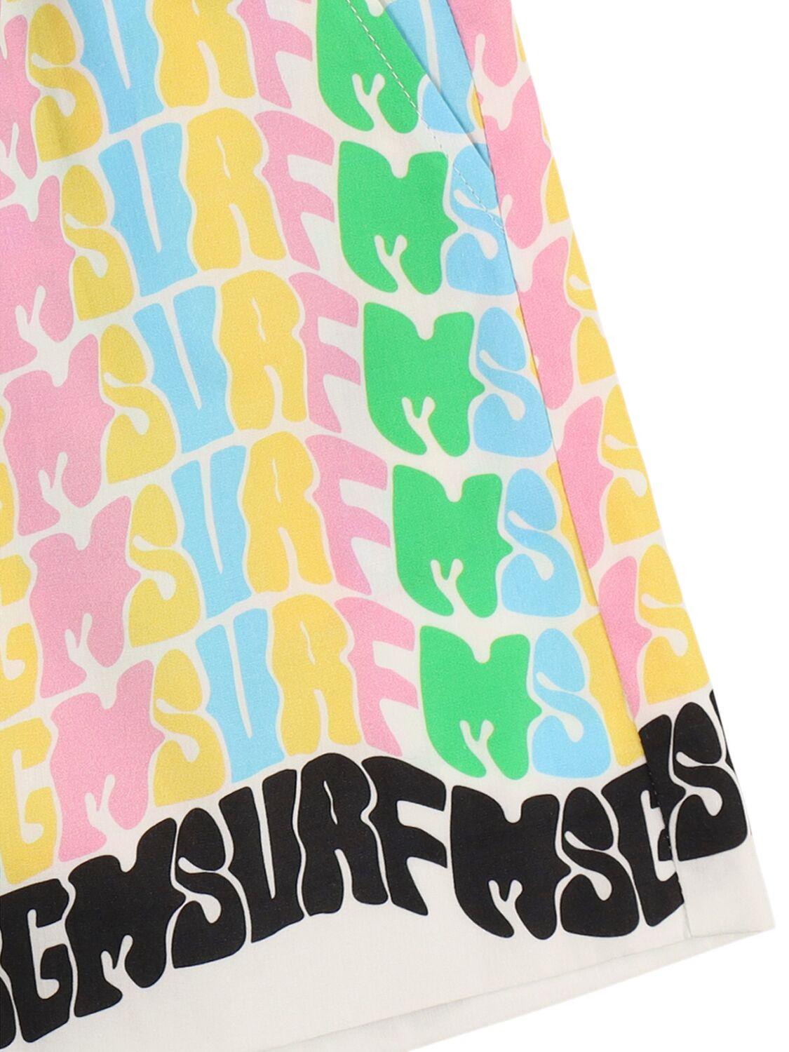 MSGM Printed Cotton Poplin Shorts