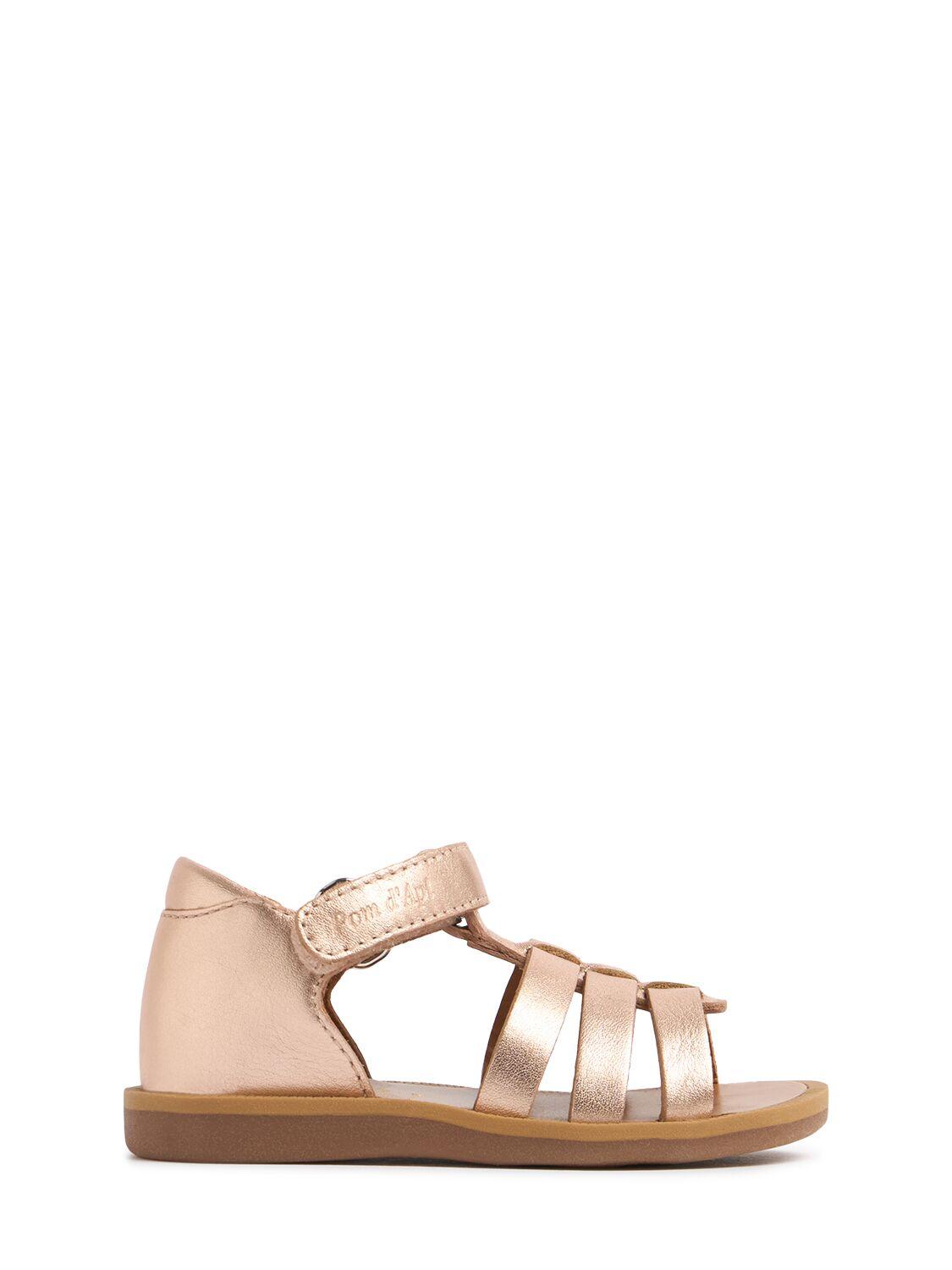 POM D'API Metallic Leather Strap Sandals
