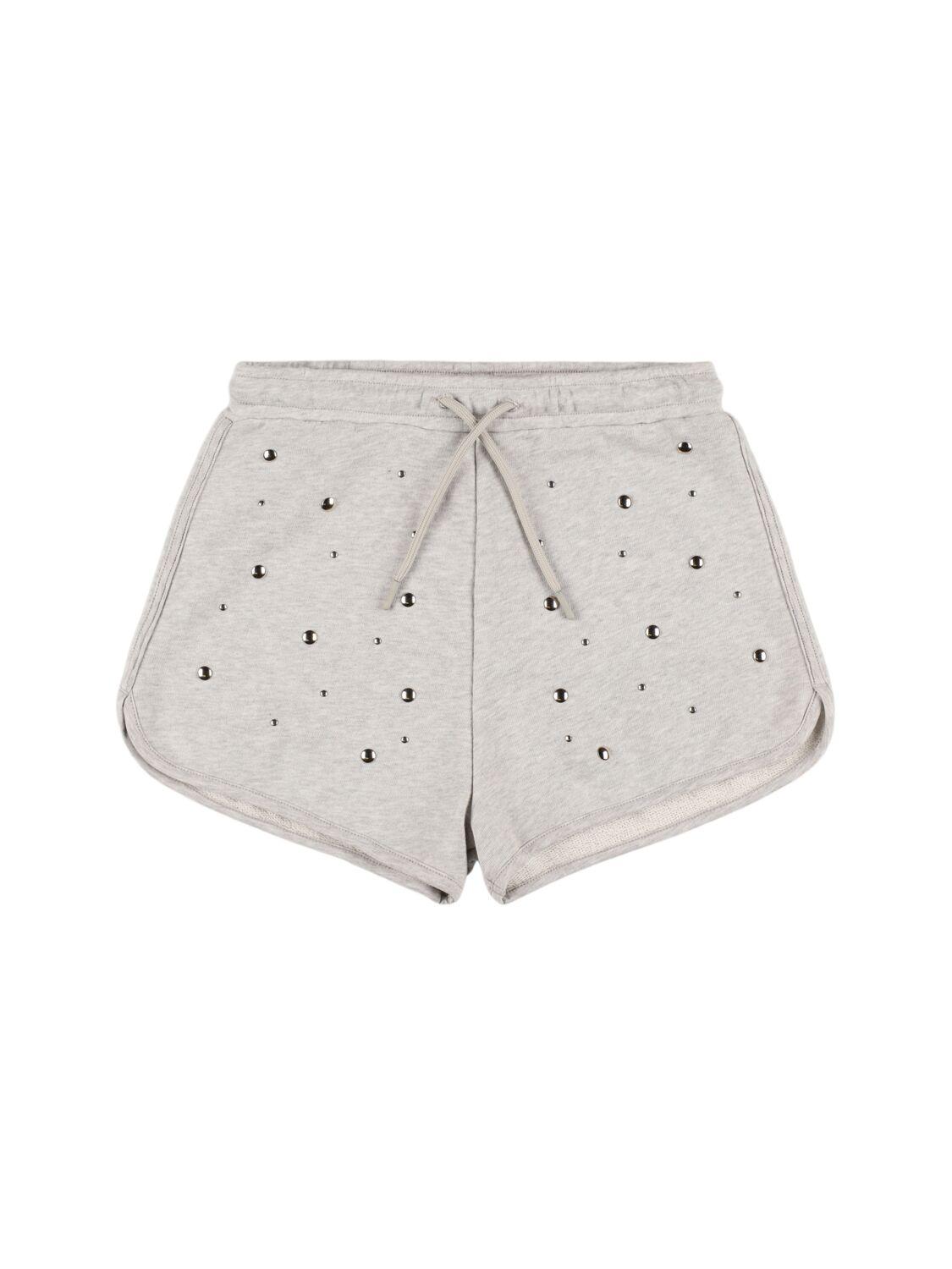 MSGM Embellished Cotton Sweat Shorts