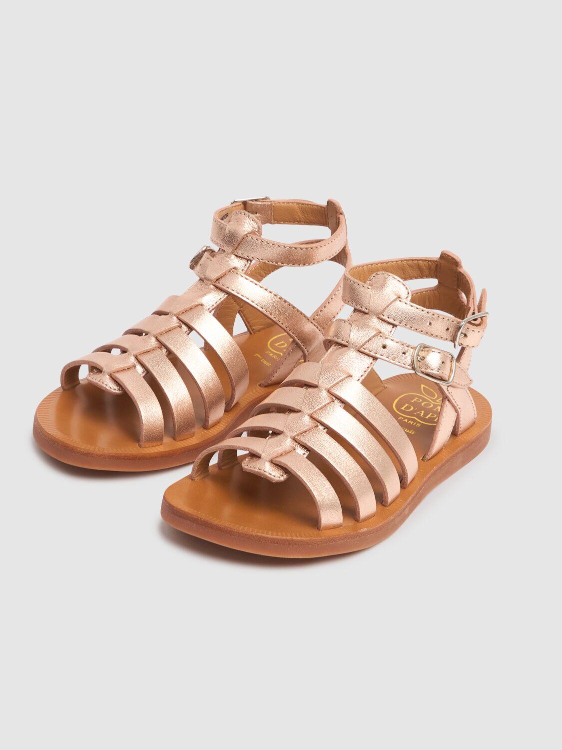 POM D'API Metallic Leather Lace-up Sandals