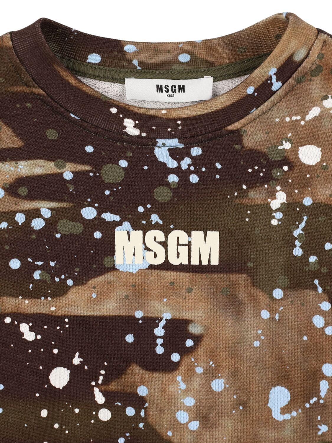 MSGM Printed Cotton Crewneck Sweatshirt