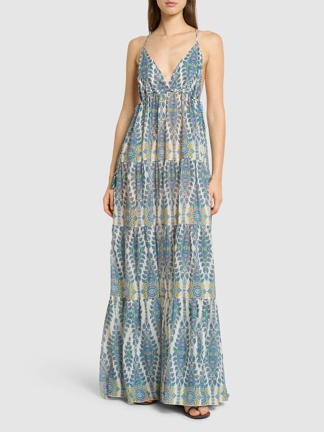 ETRO Printed Cotton & Silk Long Dress