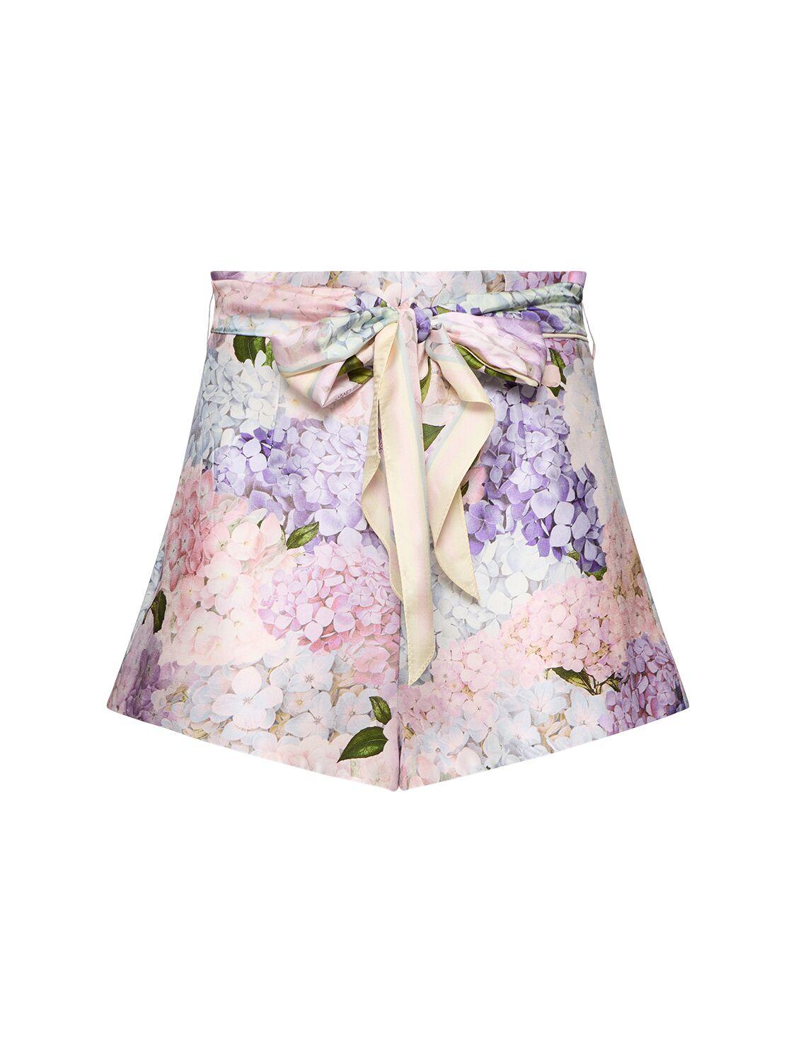 ZIMMERMANN Dawning Printed Silk Flat Front Shorts