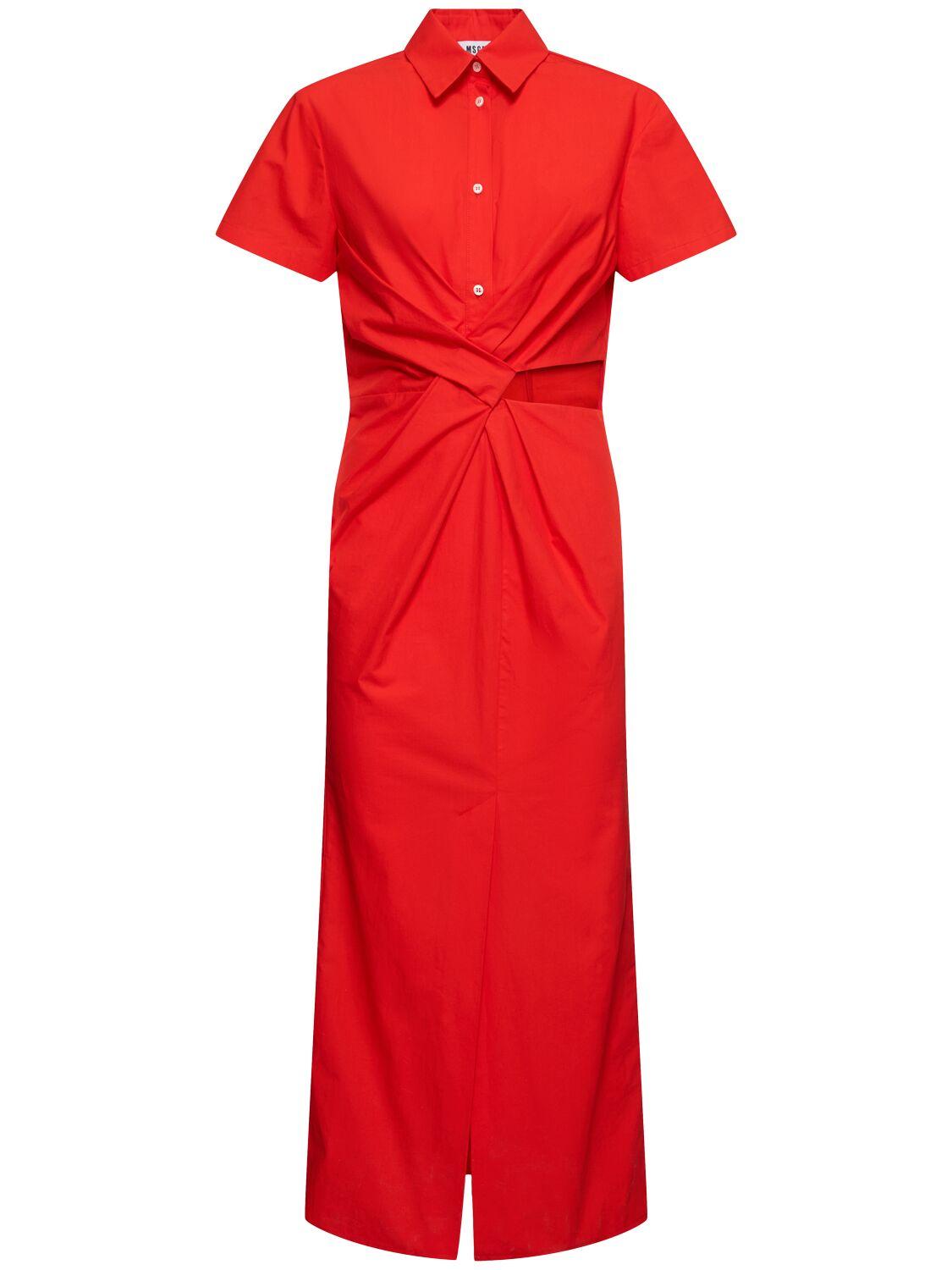 MSGM Short Sleeve Cut Out Midi Dress
