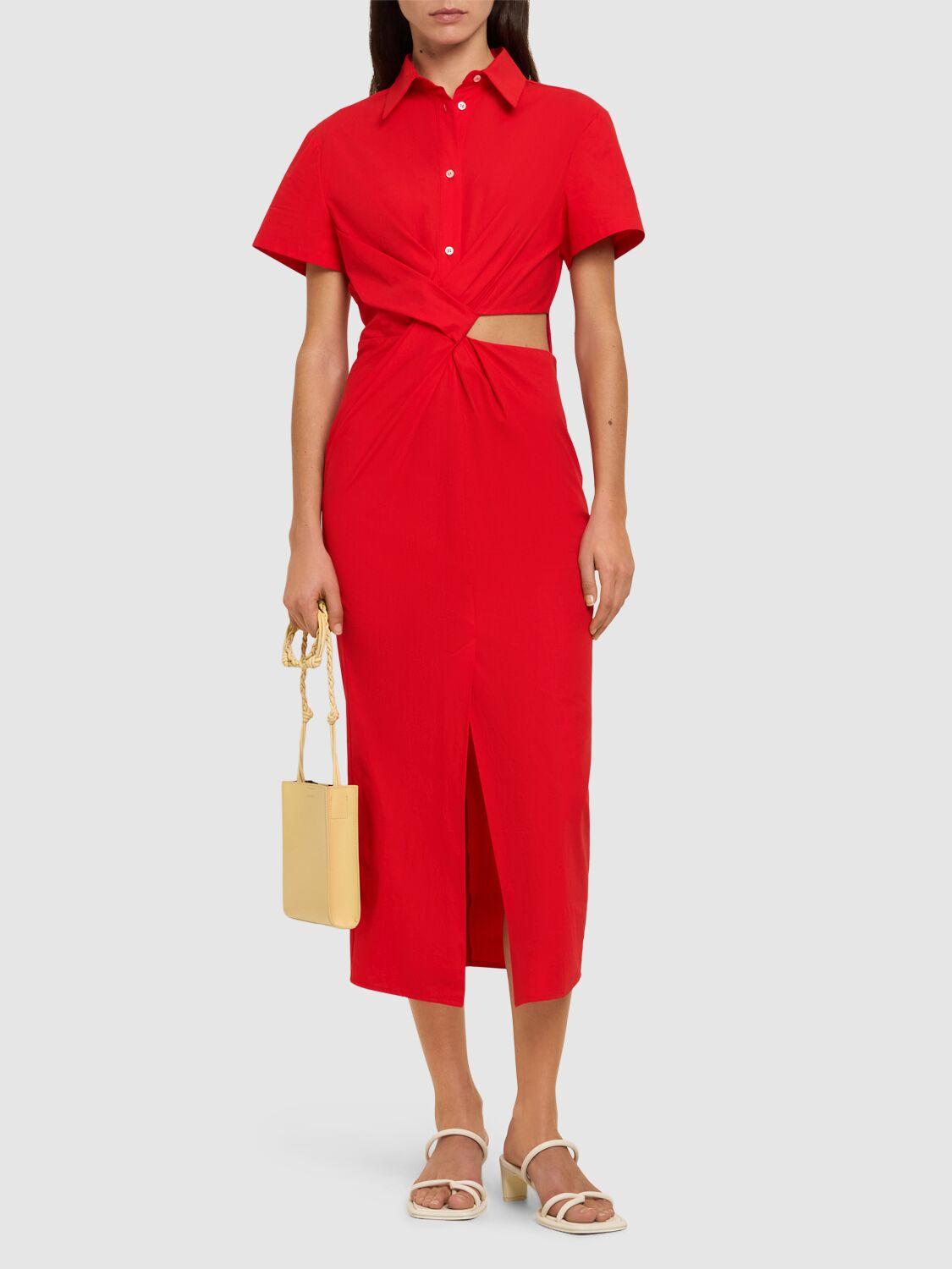 MSGM Short Sleeve Cut Out Midi Dress