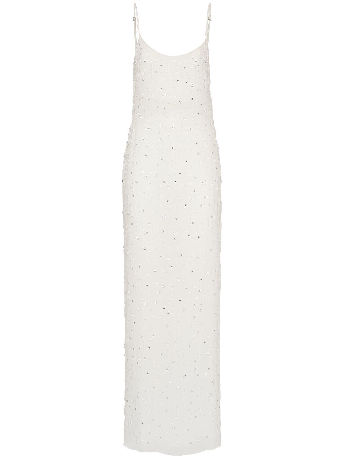BLUMARINE Embroidered Viscose Georgette Long Dress
