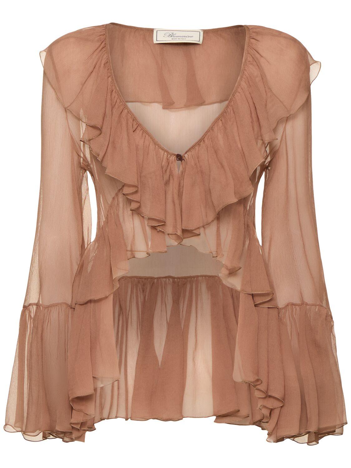 BLUMARINE Sheer Silk Crepe Shirt