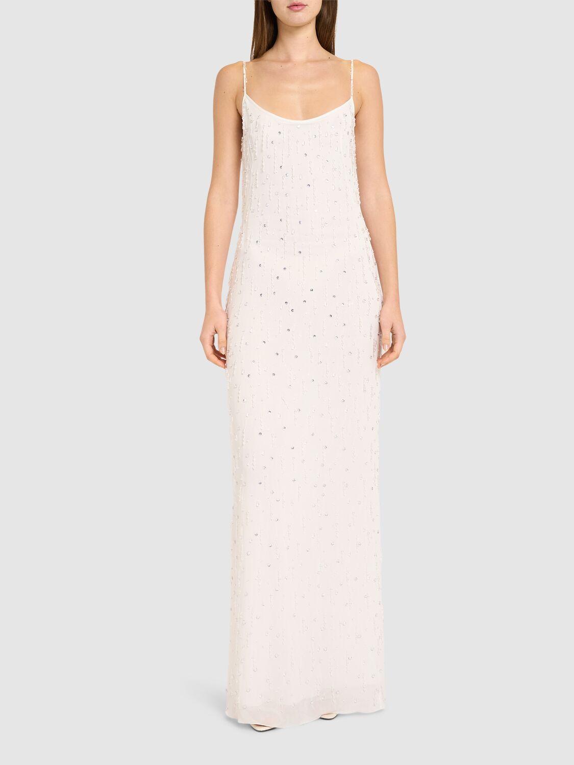 BLUMARINE Embroidered Viscose Georgette Long Dress
