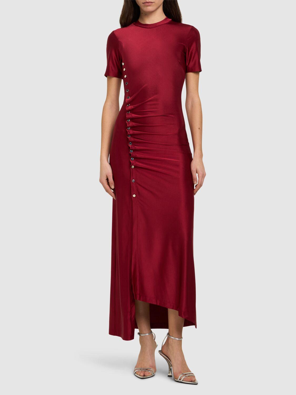 RABANNE Draped Viscose Blend Jersey Midi Dress