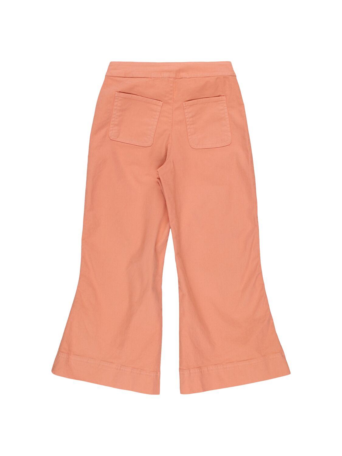 Tangerine Cotton Blend Wide Leg Pants