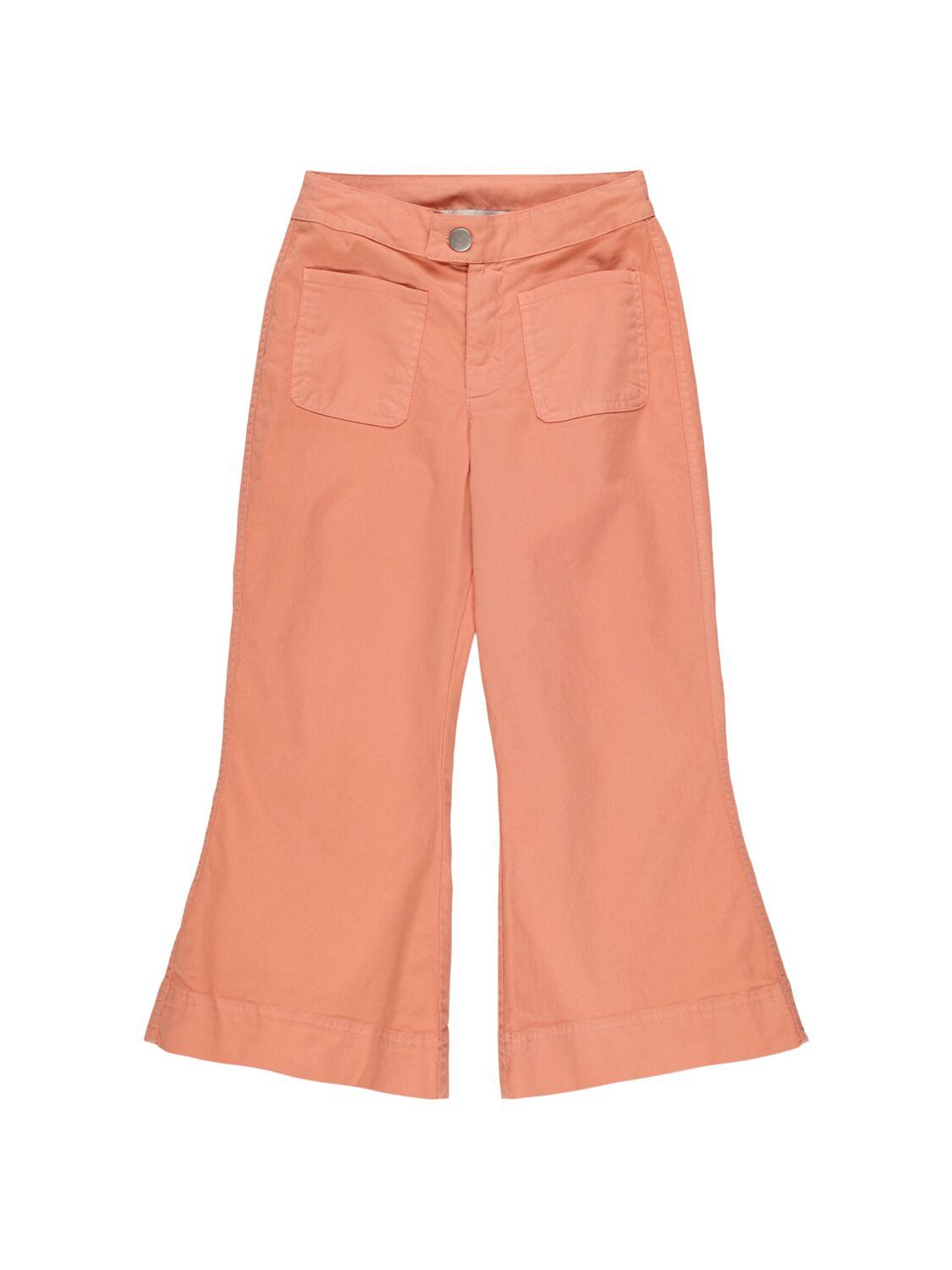 Tangerine Cotton Blend Wide Leg Pants