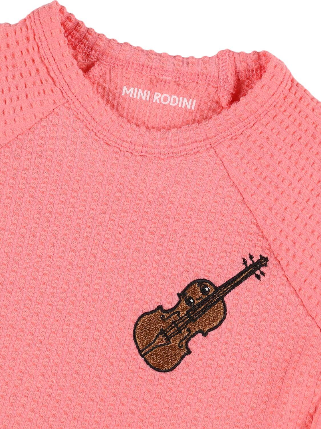 MINI RODINI Embroidered Cotton Blend Jersey Dress