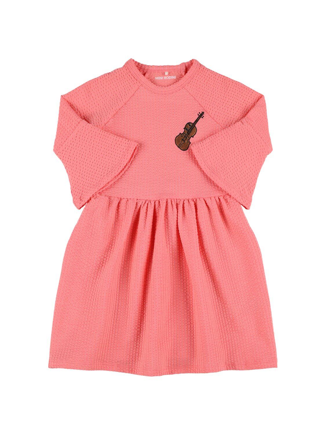 MINI RODINI Embroidered Cotton Blend Jersey Dress