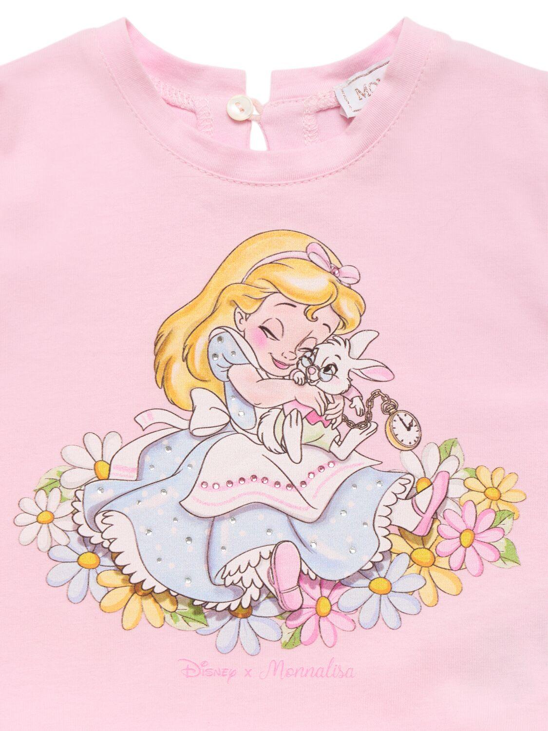 MONNALISA Printed Cotton Jersey & Tulle T-shirt