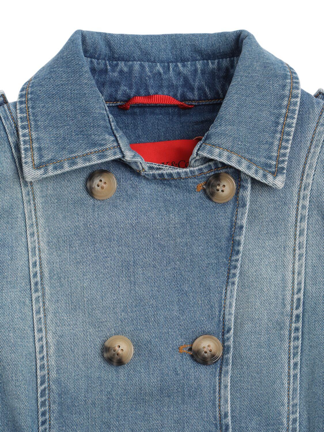 MAX&CO Belted Cotton Blend Denim Trench Coat