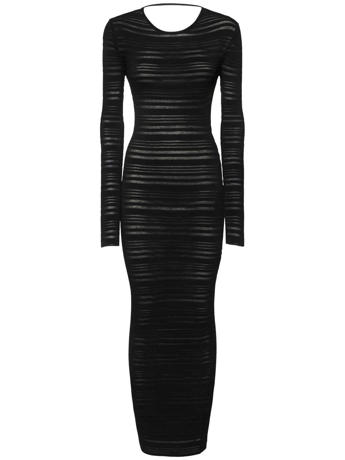 ANDREADAMO Striped Sheer Knit Long Dress