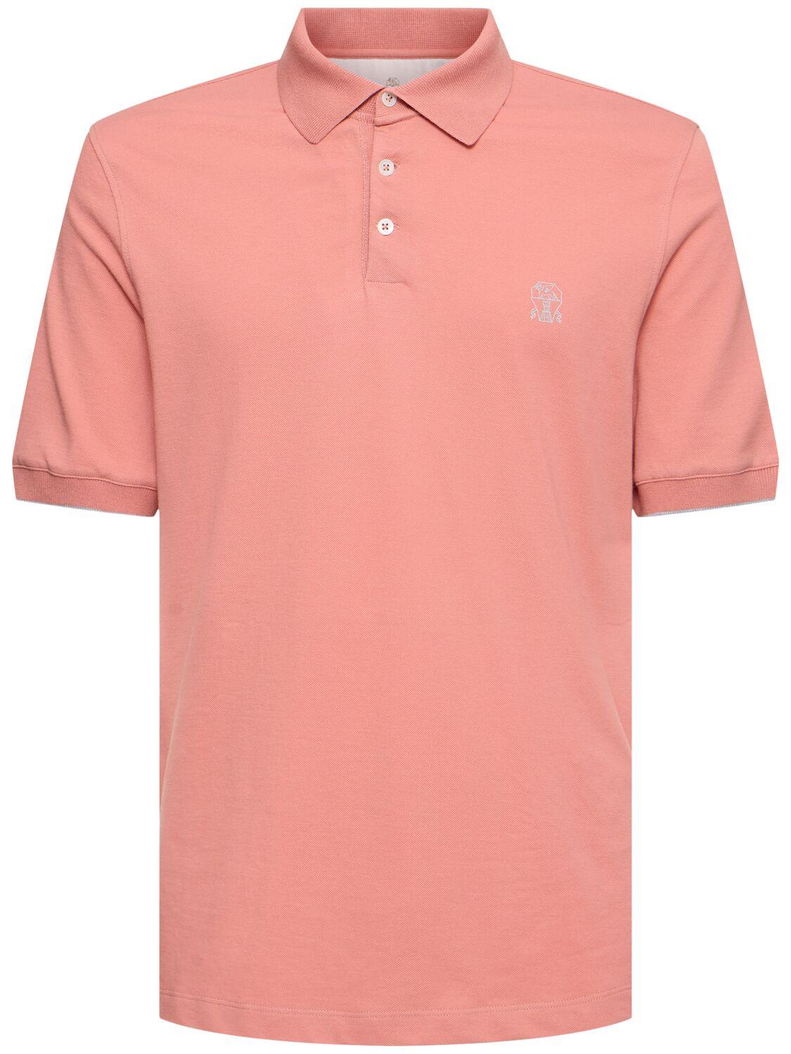 BRUNELLO CUCINELLI Cotton Piquet Logo Polo