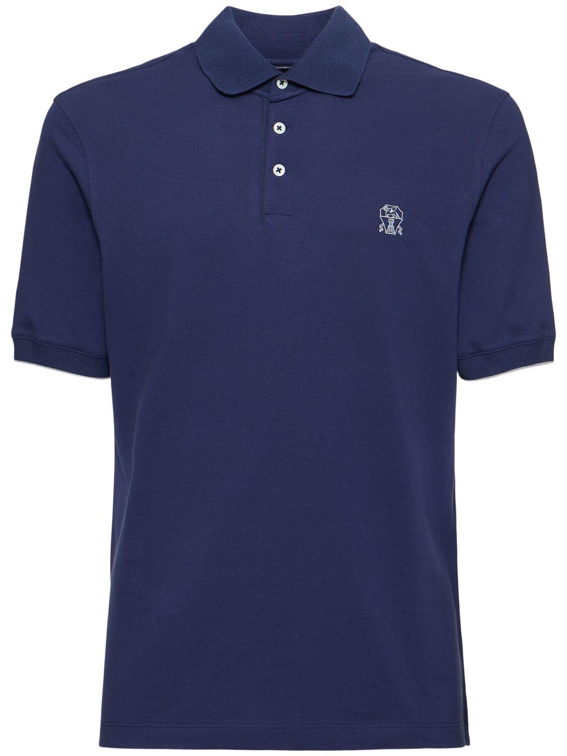 BRUNELLO CUCINELLI Cotton Piquet Logo Polo