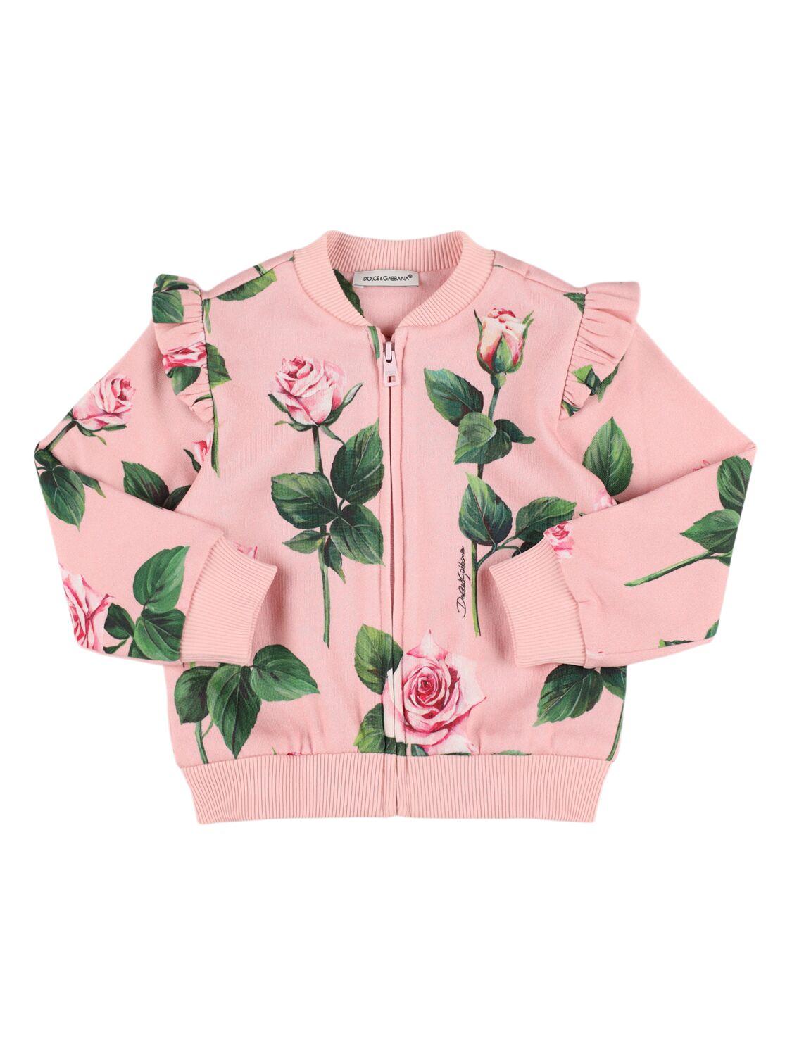 DOLCE & GABBANA Printed Cotton Zip-up Sweatshirt