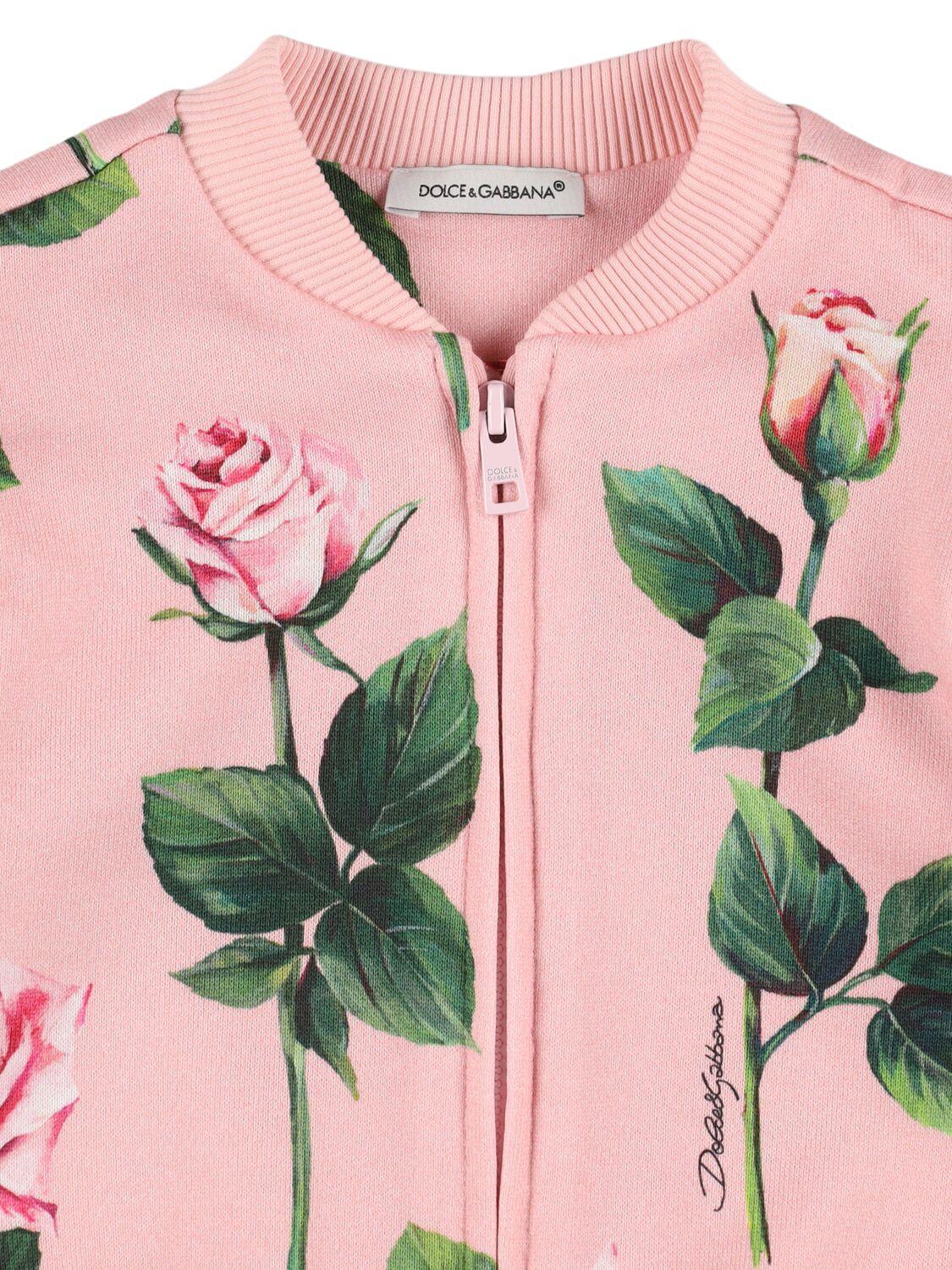 DOLCE & GABBANA Printed Cotton Zip-up Sweatshirt