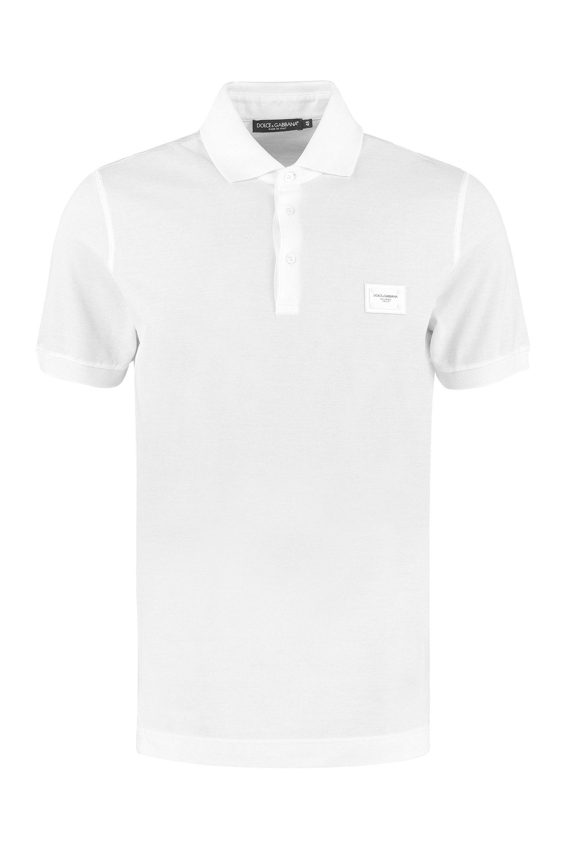 Dolce & Gabbana Cotton Pique Branded Plate Polo Shirt
