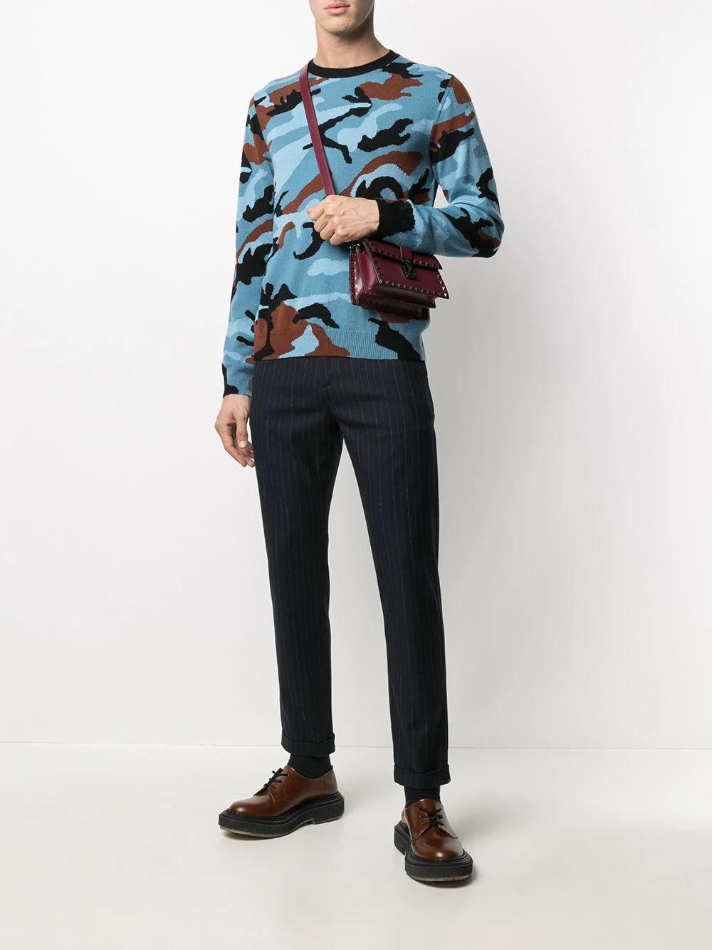 Valentino Men's Camouflage Print Jersey in Blue Camu