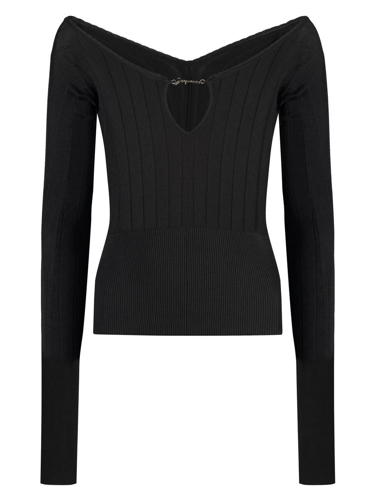 Jacquemus Women's Pralù Knitted Viscosa-Blend Top in Black