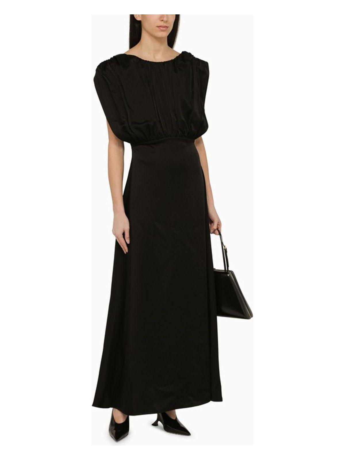Jil Sander Women's Long Dress With Black Ruffles and Sleeveless Dress in Black