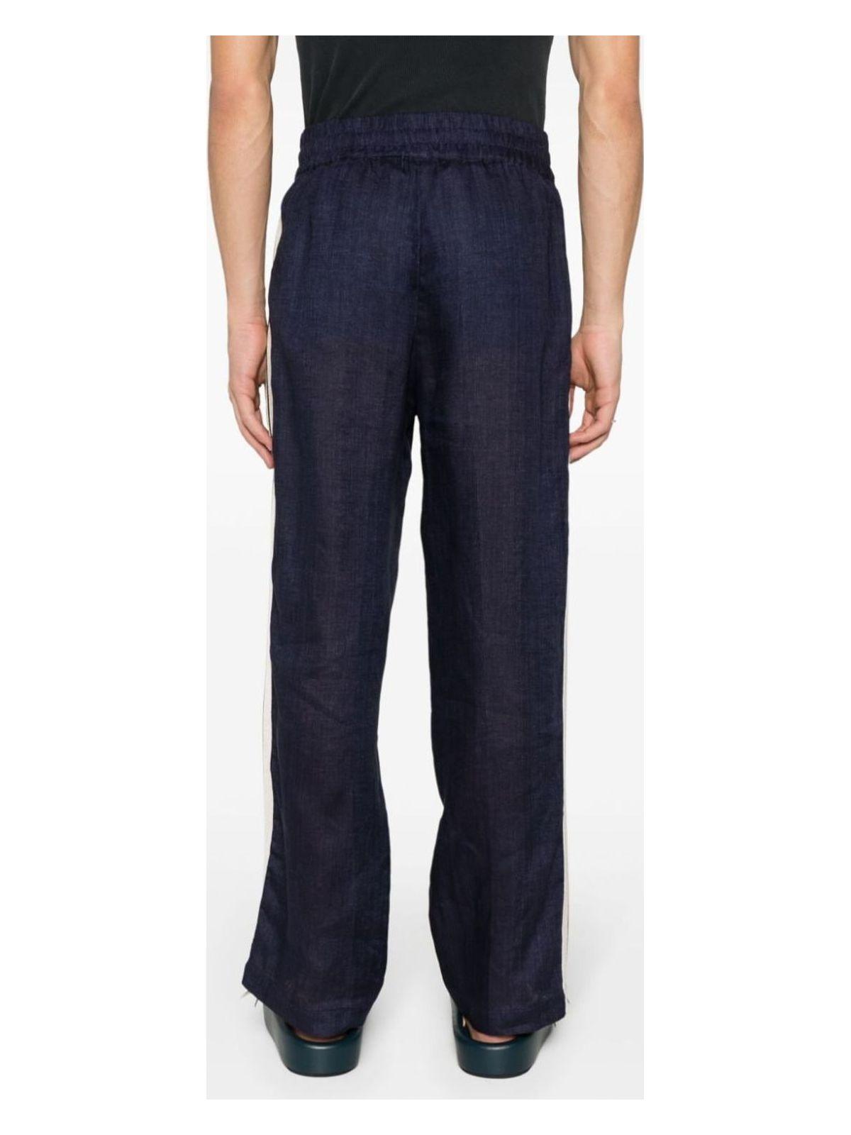 Palm Angels Logo-Print Linen Track Pants